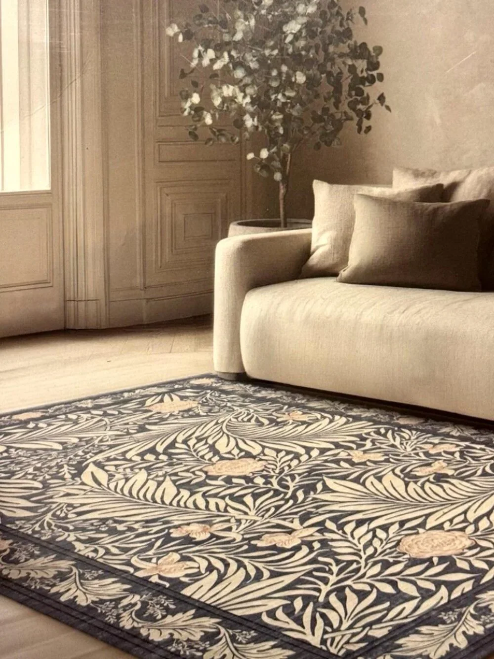William Morris & Co LARKSPUR DENIM Blue Area Rug Washable Non-Slip 5 ft x 8 ft